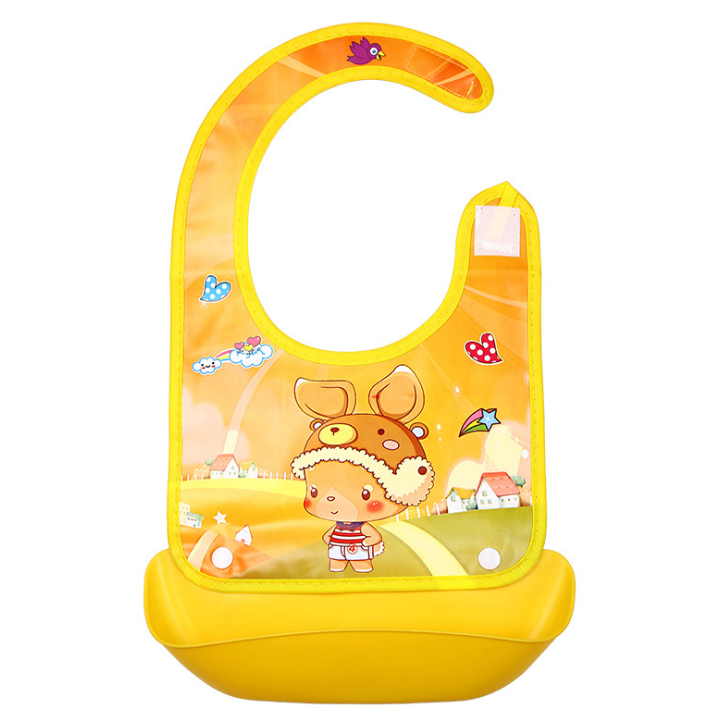 Silicone baby bib snap closure detail - 3-position adjustable neck strap for secure fit