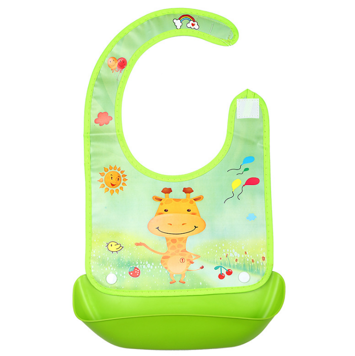 Orange panda silicone bib - cute animal character baby bib BPA free waterproof
