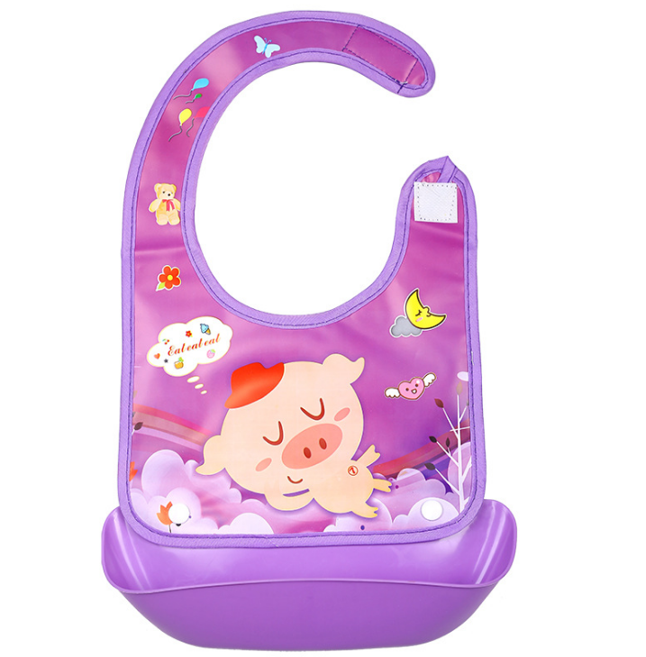 Animal character silicone bibs colour range - pink rabbit yellow duck green frog blue koala